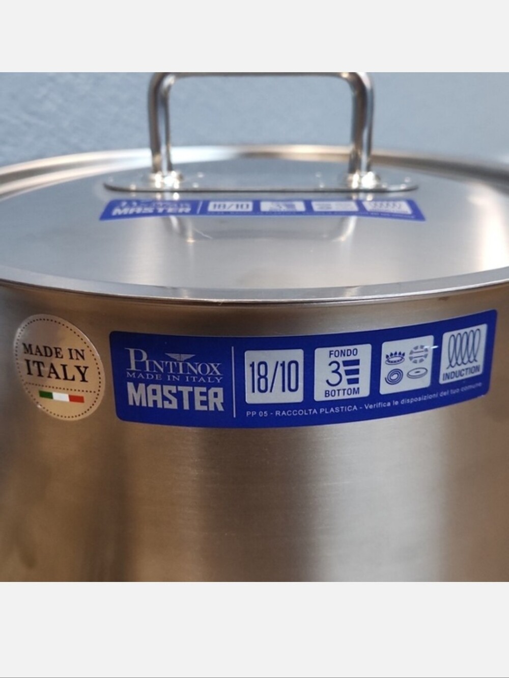 NWT Pintinox 24cm Master Deep Casserole Stainless Steel Stock Pot Lid & Handles - Picture 3 of 16